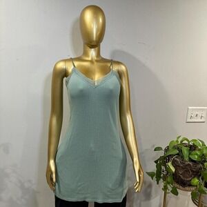 Y2k long tank top lace detail sea foam green MEDIUM Victoria's Secret